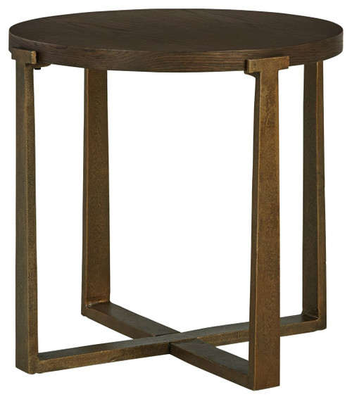 Balintmore Brown / Gold Finish Round End Table