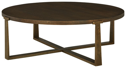 Balintmore Brown / Gold Finish Round Cocktail Table