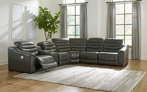 Center Line Dark Gray Left Arm Facing Power Recliner 6 Pc Sectional
