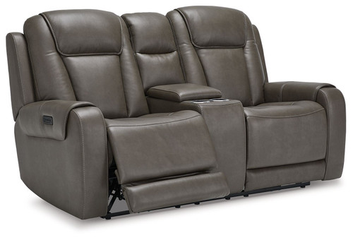 Card Player Smoke Power Reclining Loveseat/Con/Adj Hdrst Card Player Smoke Power Reclining Loveseat/Con/Adj Hdrst