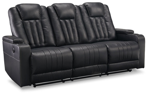 Center Point Black Reclining Sofa W/Drop Down Table