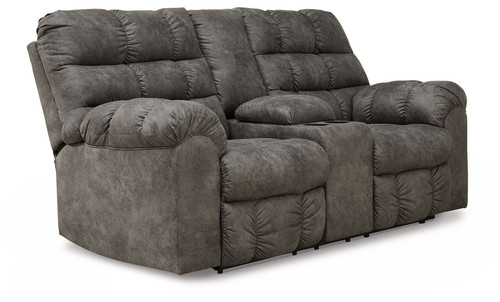 Derwin Concrete Double Reclining Loveseat W/Console