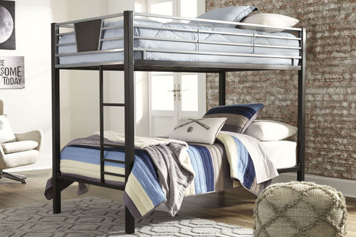 Dinsmore Black / Gray Twin/twin Bunk Bed W/Ladder Dinsmore Black / Gray Twin/twin Bunk Bed W/Ladder