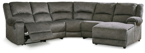 Benlocke Flannel 5-Piece Reclining Sectional With Raf Corner Chaise