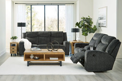 Martinglenn Ebony 2 Pc. Reclining Sofa W/Drop Down Table, Reclining Loveseat W/Console Martinglenn Ebony 2 Pc. Reclining Sofa W/Drop Down Table, Reclining Loveseat W/Console