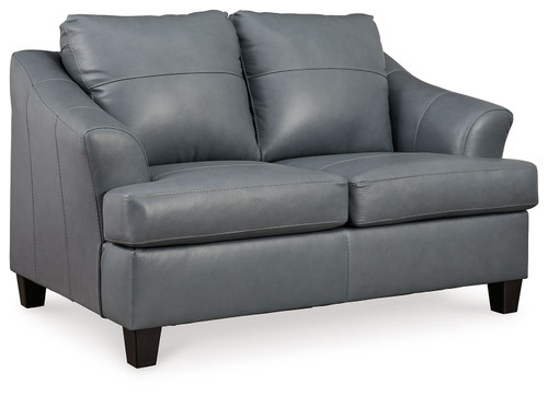 Genoa Steel Loveseat Leather Match Genoa Steel Loveseat Leather Match