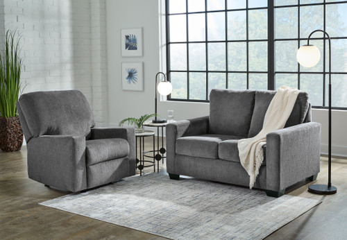 Rannis Pewter 2 Pc. Twin Sofa Sleeper, Rocker Recliner
