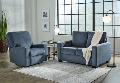 Rannis Navy 2 Pc. Twin Sofa Sleeper, Rocker Recliner