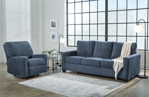 Rannis Navy 2 Pc. Queen Sofa Sleeper, Rocker Recliner