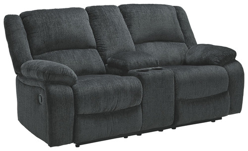 Draycoll Slate Dbl Reclining Loveseat W/Console Fabric