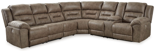 Ravenel Fossil 4-Piece Power Reclining Sectional With Raf Power Reclining Loveseat With Console