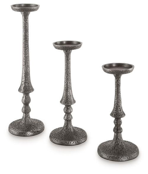 Eravell Pewter Finish Candle Holder Set (Set of 3)