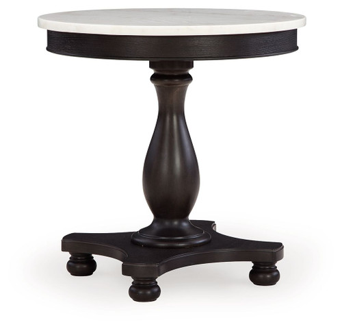 Henridge Black / White Accent Table With Pedestal Base Henridge Black / White Accent Table With Pedestal Base