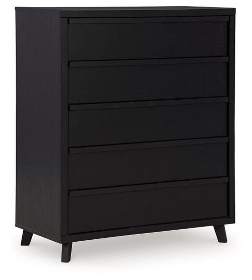Danziar Black Five Drawer Wide Chest Danziar Black Five Drawer Wide Chest
