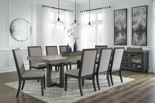 Foyland Black / Brown 9 Pc. Dining Room Table, 8 Side Chairs Foyland Black / Brown 9 Pc. Dining Room Table, 8 Side Chairs