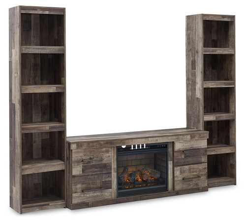 Derekson Multi Gray 3-Piece Entertainment Center With Electric Fireplace