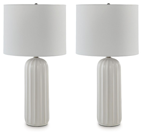 Clarkland White Ceramic Table Lamp (Set of 2) Clarkland White Ceramic Table Lamp (Set of 2)