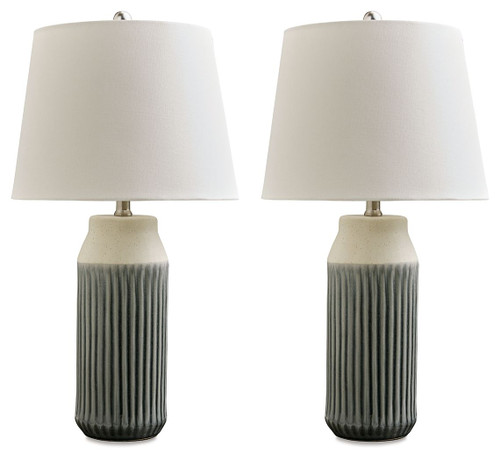 Afener Blue / Beige Ceramic Table Lamp (Set of 2)
