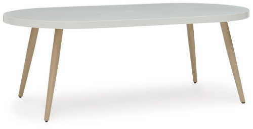Seton Creek White Oval Dining Table With Umb Opt