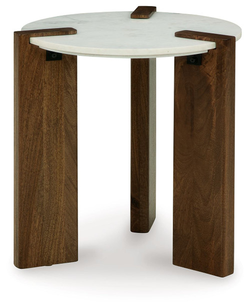 Isanti White / Brown Round End Table