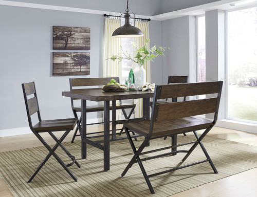 Kavara Medium Brown 5 Pc. Counter Table, 2 Barstools, 2 Double Barstools