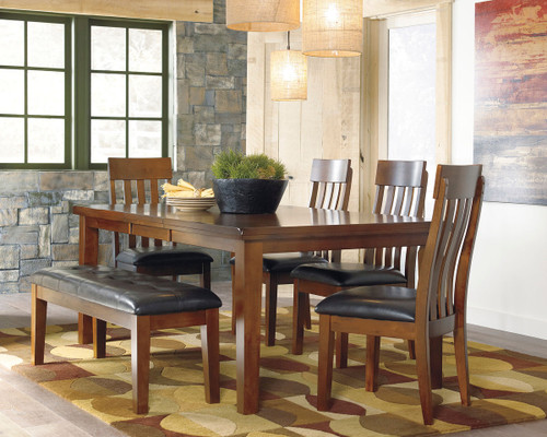Ralene Light Brown 6 Pc. Extension Table, 4 Side Chairs, Bench