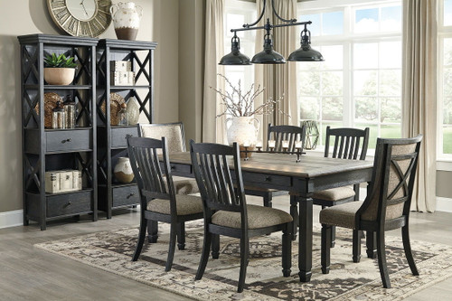 Tyler Creek Dark Gray 9 Pc. Dining Room Table, 4 Side Chairs, 2 Upholstered Side Chairs, 2 Cabinets