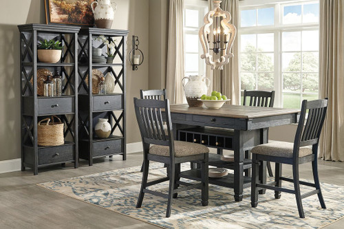 Tyler Creek Dark Gray 7 Pc. Counter Table, 4 Barstools, 2 Cabinets