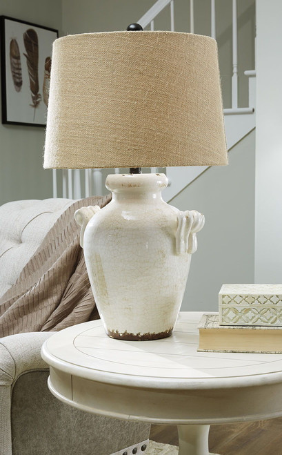 Emelda Cream Ceramic Table Lamp