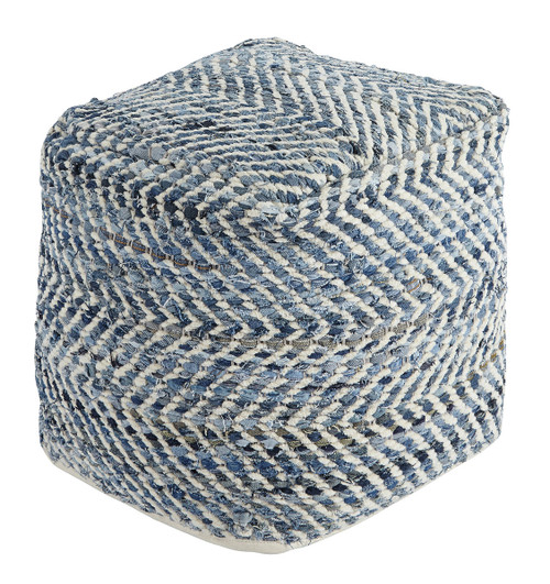Chevron Blue Pouf