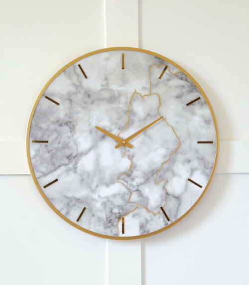 Jazmin Gray / Gold Finish Wall Clock