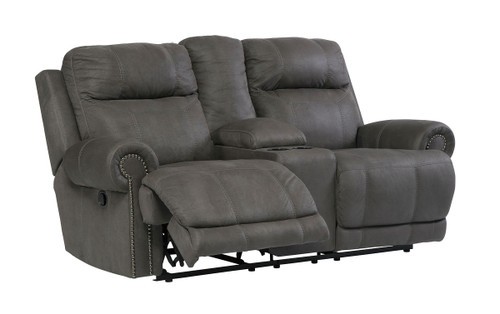 Austere Gray Double Reclining Loveseat W/Console Austere Gray Double Reclining Loveseat W/Console