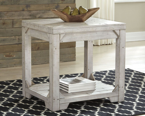 Fregine Whitewash Rectangular End Table