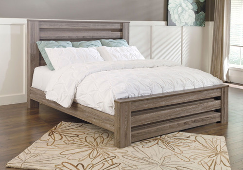 Zelen Warm Gray King Panel Bed