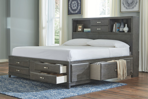 Caitbrook Gray California King Storage Bed With 8 Drawers