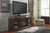 Chanceen Dark Brown 2 Pc. 60" TV Stand With Faux Firebrick Fireplace Insert