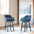 Tallenger Blue / Dark Brown Tall Upholstered Swivel Barstool(Set of 2)