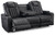 Center Point Black Reclining Sofa W/Drop Down Table
