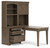 Janismore Weathered Gray Desk With Bookcase Wall Unit