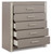 Surancha Gray Five Drawer Wide Chest