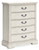 Arlendyne Antique White Five Drawer Chest Arlendyne Antique White Five Drawer Chest