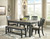 Tyler Creek Dark Gray 6 Pc. Dining Room Table, 4 Side Chairs, Bench