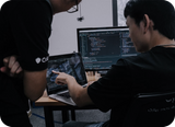 Developer coding at desk