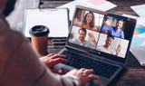 Using laptop for online video meeting