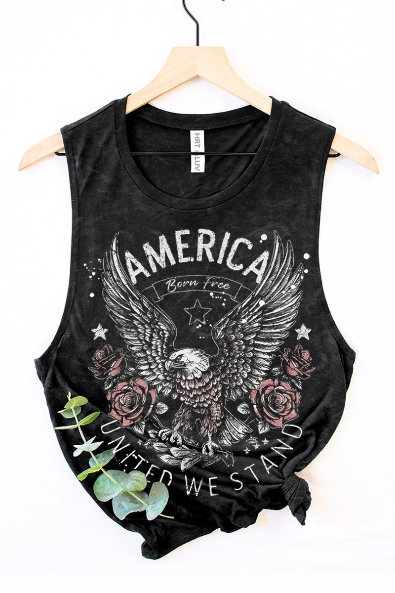 America 250th Anniversary Eagle Mineral Washed Born Free Black 