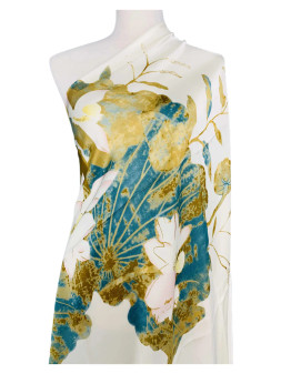 Scarf, Fashion Leaf Lotus Creamy Silky