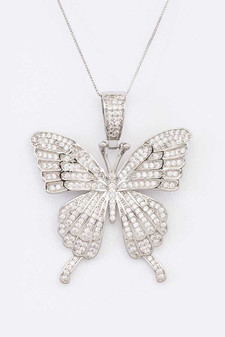 Necklace, Butterfly Pave Crystal Rhinestone