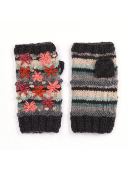 Hand Warmers, Fleece Lined Wool Charcoal Grey Skylar