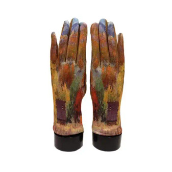 Gloves, Artsy Faux Suede Taupe Fall Colors Screen Touching Texting