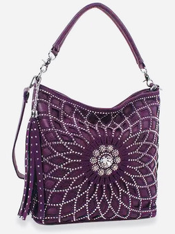 Purse, Shoulder Hobo Rhinestone Purple